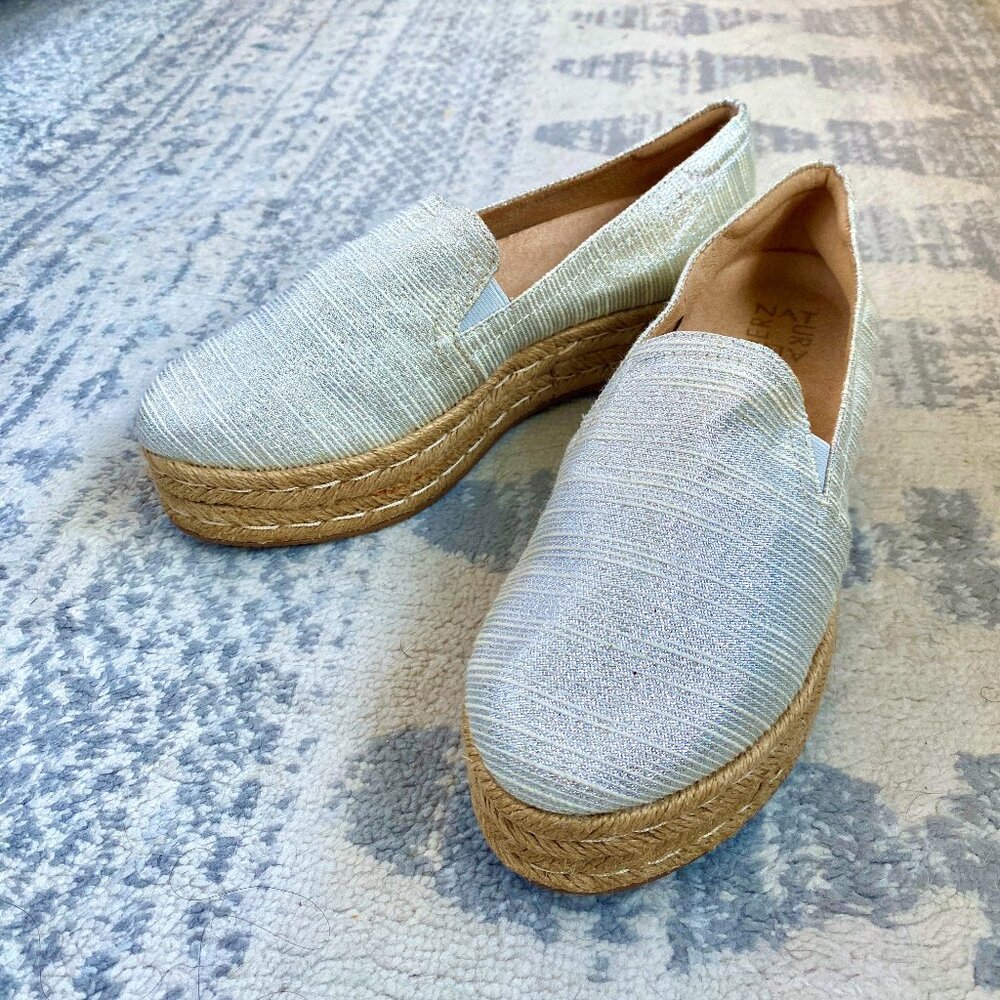 Naturalizer Silver Flatform Espadrilles